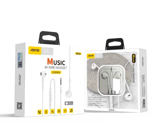 Aspor A212 3 5mm Earphone Mic Volum With Control Pause Button | Aspor | AdvanceStore UK
