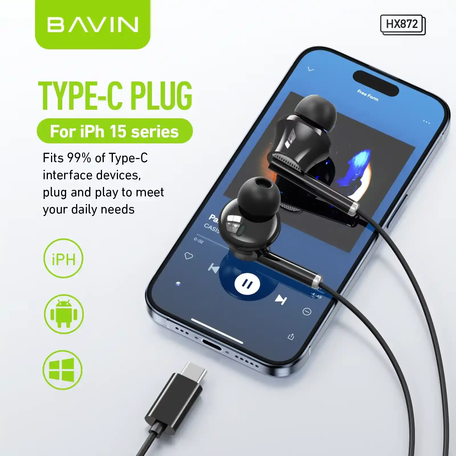 BAVIN HX872 USB-C In Ear Earphones | BAVIN | AdvanceStore UK
