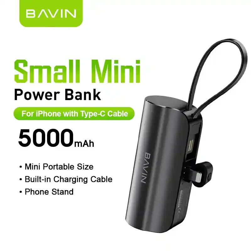 BAVIN PC013 Pro 5000mAh Slim Power Bank With Built In Lightning Cable | BAVIN | AdvanceStore UK