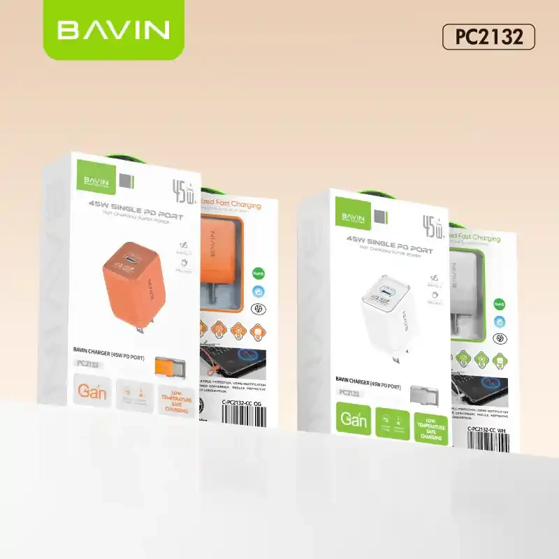 BAVIN PC2132E 45W GaN UK Charger With USB-C Cable | BAVIN | AdvanceStore UK