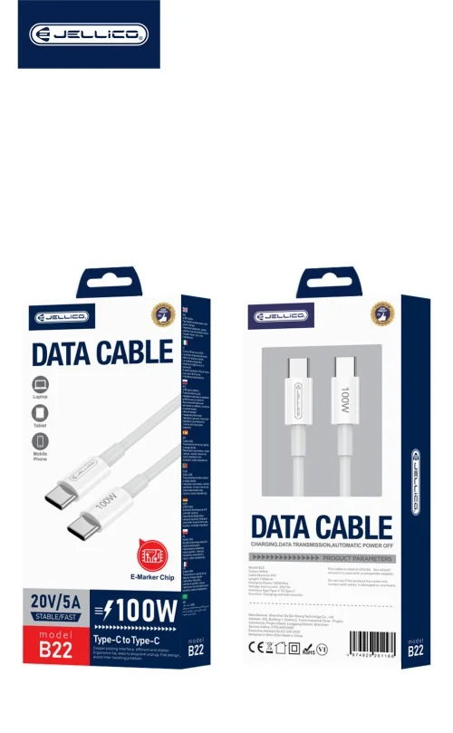 Jellico B22 20v 5a Type C To Type C 100w Cable For Laptop And Phone | Jellico | AdvanceStore UK