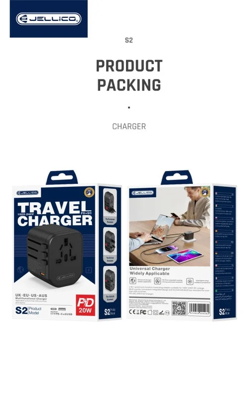 Jellico S2 Travel Adpater For Multi Use For Uk Eourpe Au | Jellico | AdvanceStore UK