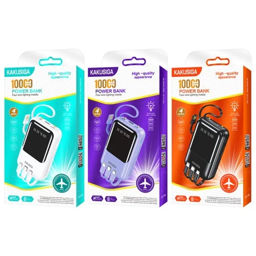 Ksc 1095 Tejie 10000mah Power Bank Built In Four Wire Design With Lightning And Multi Port Output | Kakusiga (KSC) | AdvanceStore UK