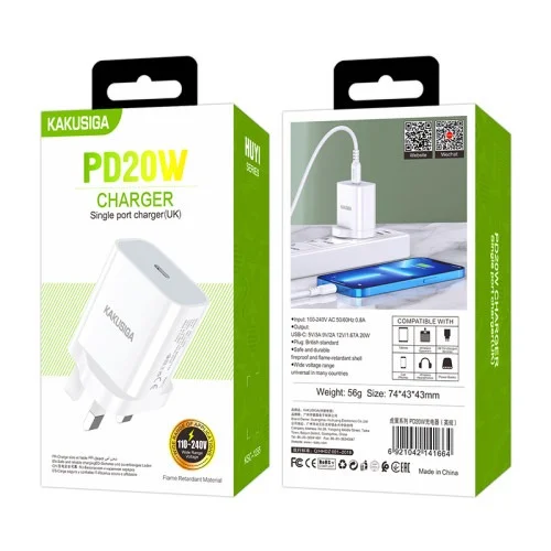 Ksc 1255 Huyi Series Pd20w Charger Uk Standard Fast Charging For Iphone Samsung Huawei And More | Kakusiga (KSC) | AdvanceStore UK