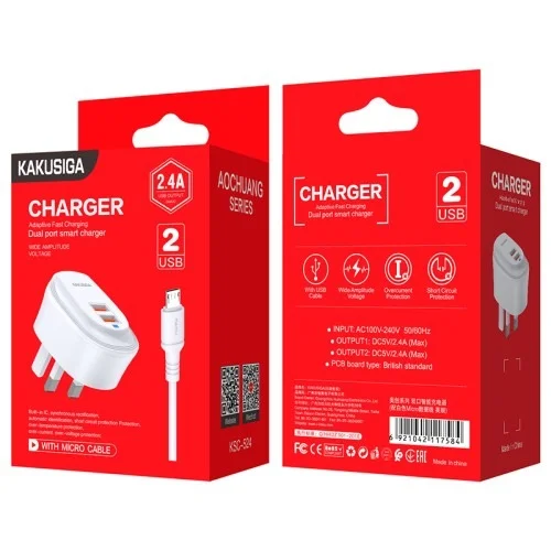 Ksc 524 Aochuang 2 4a Dual Port Charger Set Micro Uk | Kakusiga (KSC) | AdvanceStore UK