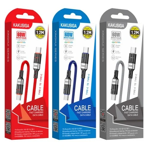 Ksc 696 Xinghui Pd60w Fast Charging Data Cable Type C To Type C | Kakusiga (KSC) | AdvanceStore UK