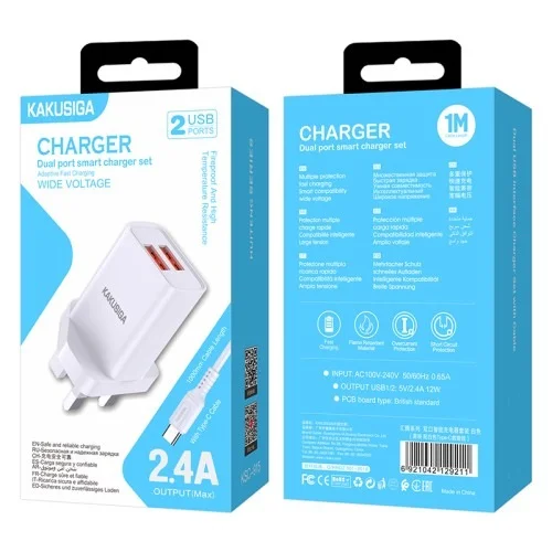 Ksc 915 Huiteng Series Dual Port Charger Set Type C Uk | Kakusiga (KSC) | AdvanceStore UK