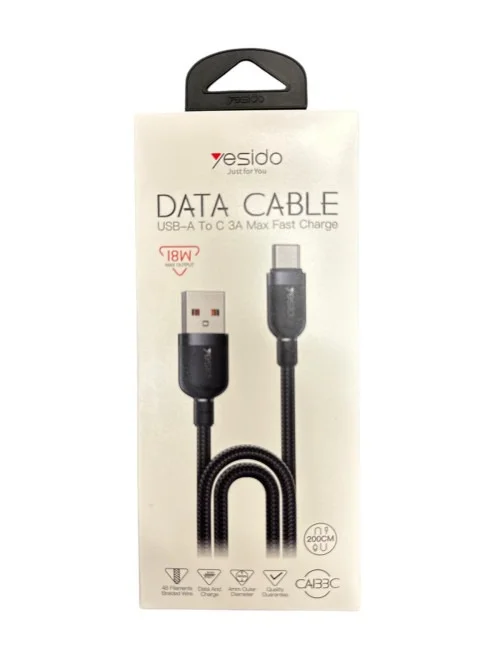Yesido Ca133c 1 2m Usb A To Type C Braided Cable 18w Fast Charging And Data Transfer | Yesido | AdvanceStore UK