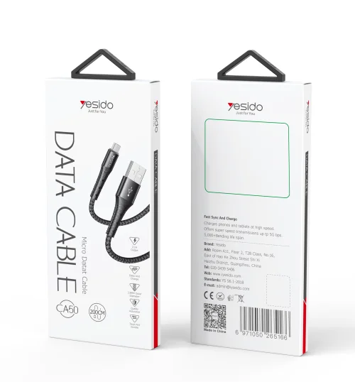 Yesido Ca50 Series Durable 2m Fast Charging Cables For Micro Usb Type C And Lightning Devices | Yesido | AdvanceStore UK