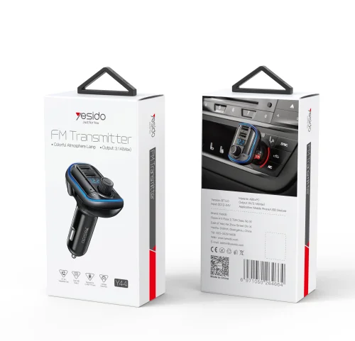 Yesido Y44 Bluetooth 5 0 Fm Transmitter Car Charger With Dual Usb Ports And Led Display | Yesido | AdvanceStore UK