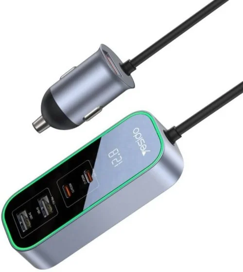 Yesido Y53 97w 5 Port Fast Car Charger Multi Device Charging With Led Voltage Monitor | Yesido | AdvanceStore UK