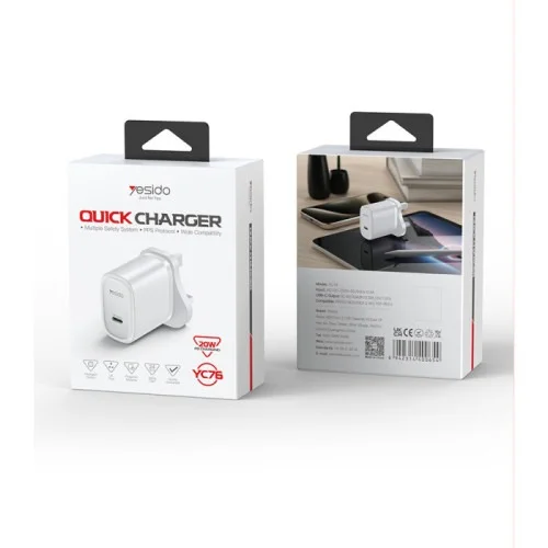 Yesido Yc76 20w Usb C Fast Charger Compact Single Port Uk Plug | Yesido | AdvanceStore UK